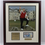 Nicklaus Waves Goodbye from St. Andrews Display - Photo, 5lb Note, & Plaque - Framed