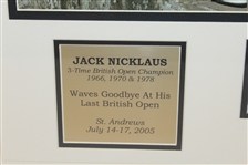 Nicklaus Waves Goodbye from St. Andrews Display - Photo, 5lb Note, & Plaque - Framed