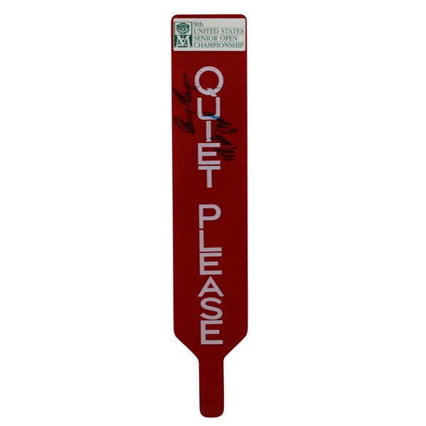 Gary Player & Miller Barber Signed Large Red 1988 Senior Open 'Quiet Please' Sign JSA #Q64233