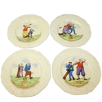 Four Golf Themed Crown Ducal Florentine Plates - Roth Collection