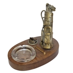 Classic Golf Bag Themed Ashtray with Gas Lighter and Pen Holder