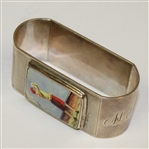 1941 Sterling Silver Napkin Ring - Female Golfer Enamel - R. Wayne Perkins Collection