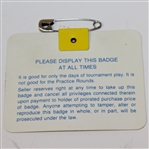 1987 Masters Tournament Series Badge #A06423 - Larry Mize Win