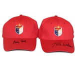 Tom Watson and Doug Ford Signed World Golf Hall of Fame Red Hats - Unused JSA ALOA