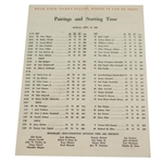 1964 Masters Tournament Sunday Pairing Sheet