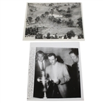 1946 US Open Wire Photos: Mangrum with Nelson and Ghezzi & Course During Tournament