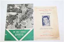 1952 US Open Championship Items - Flag, Scorecard, Booklets, Signed Cut JSA ALOA