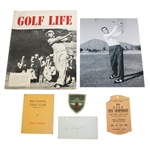 1954 US Open Championship Items - Ticket, Scorecard(Stymie), 8x10, Signed Card JSA ALOA