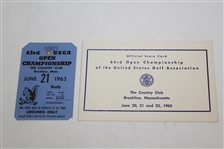 1963 US Open Ticket, Official Scorecard, Photo of Course Layout, Pairings Sheets, USGA Guide, etc