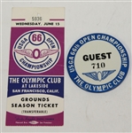 1966 US Open Ticket, Program, Guest Badge, Palmer & Casper Photo, Casper Signed Photo JSA ALOA