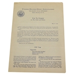 1942 USGA 'Keep 'Em Swinging! War Relief & Defense Support Letter - Seldom seen