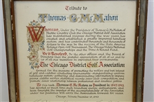1943 Chicago District Golf Association Tribute Award to Thomas G. McMahon - Framed - McMahon Collection