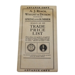 1929 A.J. Reach, Wright & Ditson Inc. Trade Price List