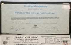 World Golf Hall of Fame Silver Medal and First Day Cover Display
