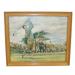 Dom Lupo Wood Framed Art Piece - Bobby Jones Post Swing in Blue Shirt