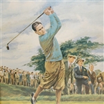 Dom Lupo Wood Framed Art Piece - Bobby Jones Post Swing in Blue Shirt