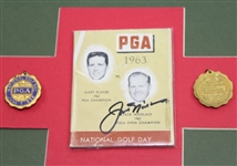 Jack Nicklaus Signed 1963 National Golf Day Booklet Plus Two Golf Day Medals ('58 & '59) JSA ALOA