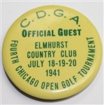 1941 Chicago Open Tournament  Guest Badge - Ben Hogan's 7th of 64 Career Win!