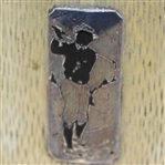 Circa 1920's Evans Nickel Silver with Enamel Golfer Flask