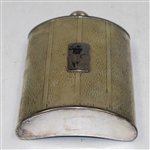 Circa 1920's Evans Nickel Silver with Enamel Golfer Flask