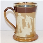 Silver Rimmed Doulton Lambeth Mug- Golfers Depicted - R. Wayne Perkins Collection