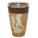 Doulton Lambeth Golf Themed Beaker- Silver Rim - R. Wayne Perkins Collection