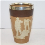 Doulton Lambeth Golf Themed Beaker- Silver Rim - R. Wayne Perkins Collection