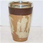 Doulton Lambeth Golf Themed Beaker- Silver Rim - R. Wayne Perkins Collection