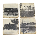 Classic Stone Coasters Depicting Vintage Golf Scenes