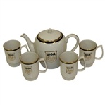 1992 Chick Evans WGA Logo Memorial Pro-Am Ceramic Teapot & Glasses Set