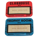 1978 Trophy Room Badge #452 & 1978 Clubhouse Badge #266 - Hugh & Betty Wessinger