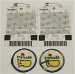 Two 2004 Masters Badges with Two Masters Logo Undated Circle Patches