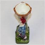 1910 Austrian Majolica Ceramic Golfer Bud Vase with Bucket