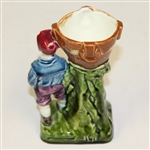 1910 Austrian Majolica Ceramic Golfer Bud Vase with Bucket