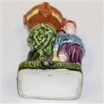 1910 Austrian Majolica Ceramic Golfer Bud Vase with Bucket