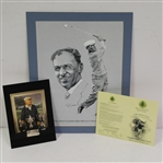 Ben Hogan British Open at Carnoustie Print & Scorecard with Grand Slam Postcard