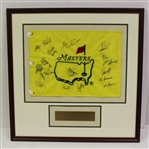 Masters Undated Flag Signed by 17 Including Two Masters Champs - Framed JSA ALOA