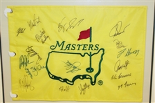 Masters Undated Flag Signed by 17 Including Two Masters Champs - Framed JSA ALOA