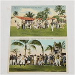 Two Vintage Coral Gables Golf Links Postcards - Sarazen Tearing Off & On the 1st Tee