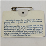 Fuzzy Zoeller Signed 1979 Masters Series Badge #23897 JSA ALOA