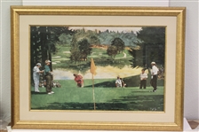 Arnold Palmer, Jack Nicklaus, Fuzzy Zoeller, and Chi Chi On the Green Print - Framed