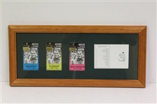 2002 Masters Monday, Tuesday, & Wednesday Ticket with Scorecard - Framed