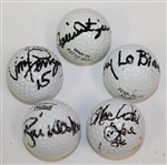 Five 'Celebrity' Signed Golf Balls - Rollie Fingers, Vince Ferragamo, MacArthur Lane, Ryan Klesko, & Tony Lo Bionco JSA ALOA