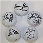 Lot of Five Signed Golf Balls - Fluff, Perry, Sanders, Funk, & Pate JSA ALOA