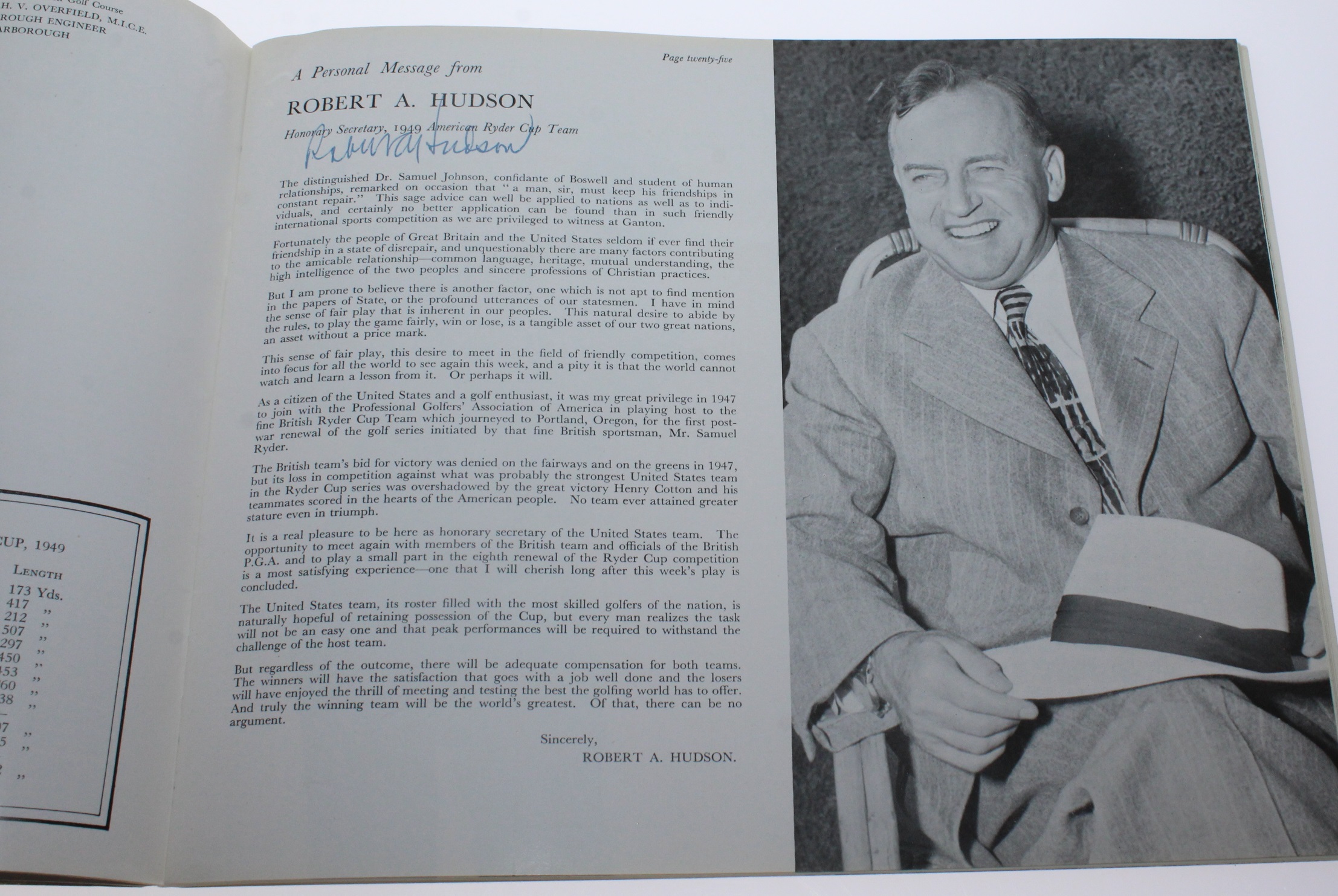 Lot Detail - 1949 Ryder Cup Program Signed by Robert Hudson and Lord ...