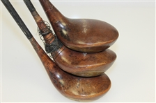 Spalding Crow Face Autograph Driver, Brassie, & Spoon Reg No. 35527 with Steel Shafts