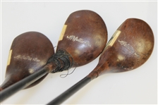Spalding Crow Face Autograph Driver, Brassie, & Spoon Reg No. 35527 with Steel Shafts