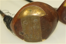 Spalding Crow Face Autograph Driver, Brassie, & Spoon Reg No. 35527 with Steel Shafts