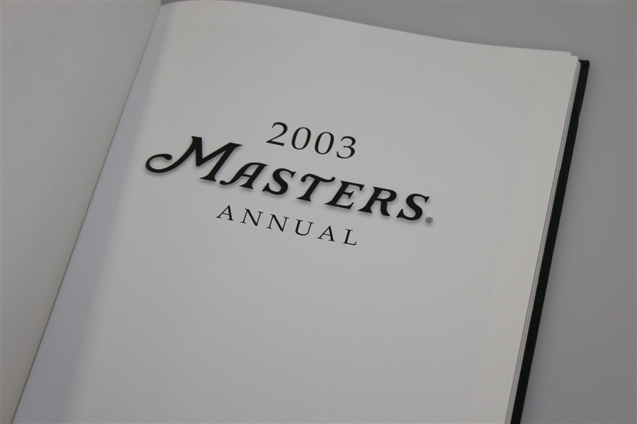 2003 Masters Tournament Annual Book - Mike Weir Winner