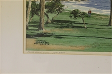 Pebble Beach Scene - 18th Green Original Watercolor by James March Phillips - Framed
